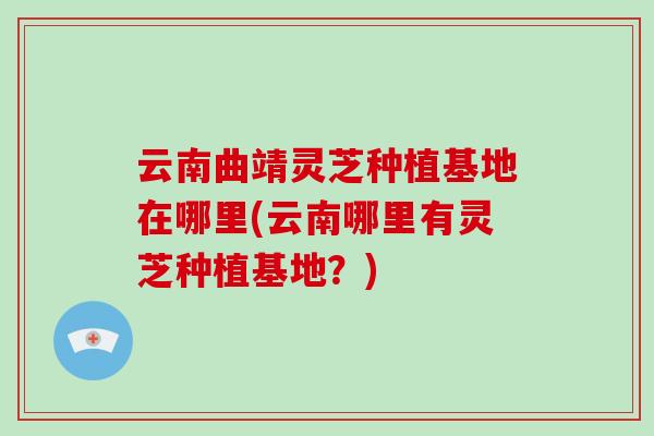 云南曲靖灵芝种植基地在哪里(云南哪里有灵芝种植基地?)
