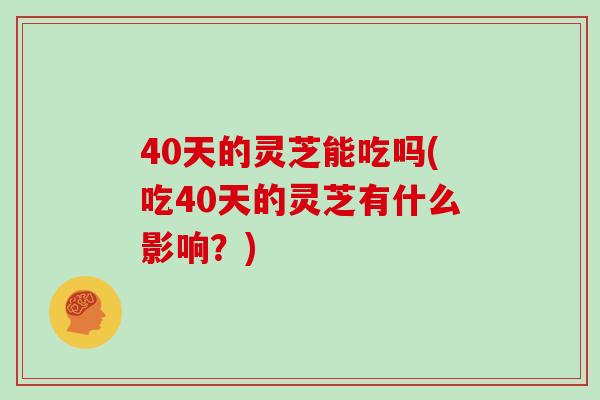 40天的灵芝能吃吗(吃40天的灵芝有什么影响?)