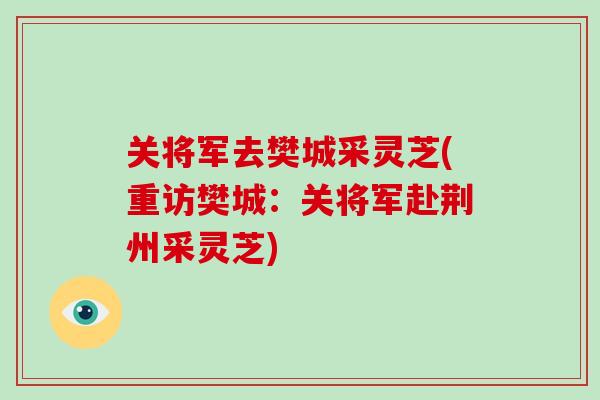 关将军去樊城采灵芝(重访樊城:关将军赴荆州采灵芝)