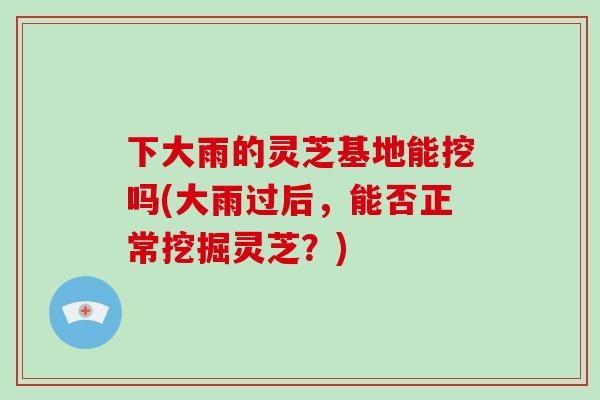 下大雨的灵芝基地能挖吗(大雨过后,能否正常挖掘灵芝?)