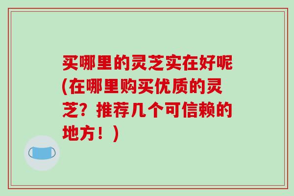 买哪里的灵芝实在好呢(在哪里购买优质的灵芝?推荐几个可信赖的地方!)