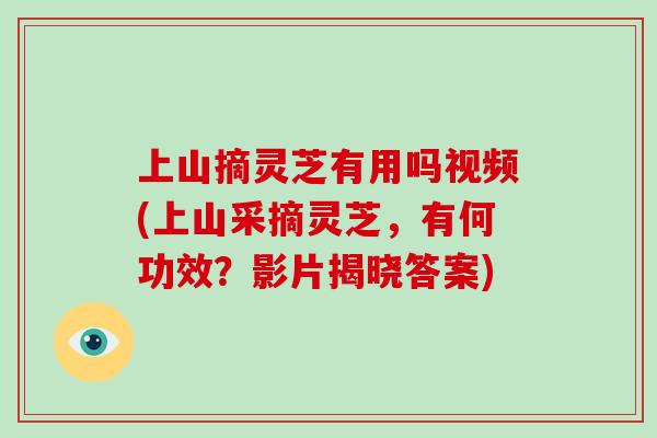 上山摘灵芝有用吗视频(上山采摘灵芝，有何功效？影片揭晓答案)