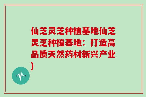 仙芝灵芝种植基地仙芝灵芝种植基地：打造高品质天然药材新兴产业)