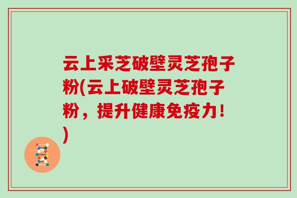 云上采芝破壁灵芝孢子粉(云上破壁灵芝孢子粉,提升健康免疫力!)