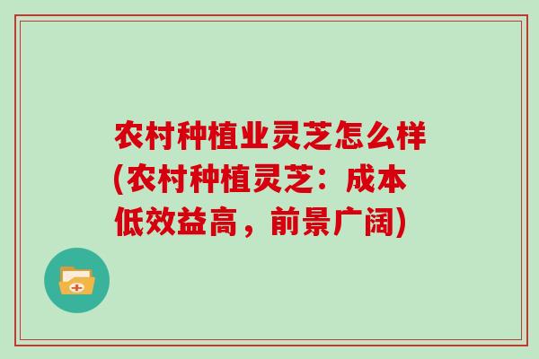 农村种植业灵芝怎么样(农村种植灵芝：成本低效益高，前景广阔)