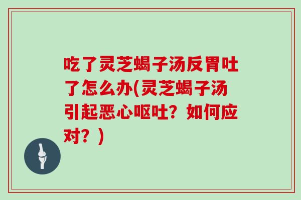 吃了灵芝蝎子汤反胃吐了怎么办(灵芝蝎子汤引起恶心呕吐？如何应对？)