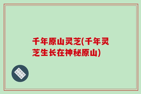 千年原山灵芝(千年灵芝生长在神秘原山)