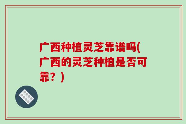 广西种植灵芝靠谱吗(广西的灵芝种植是否可靠?)