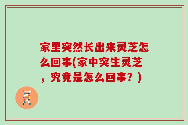 家里突然长出来灵芝怎么回事(家中突生灵芝,究竟是怎么回事?)