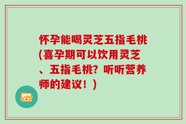 怀孕能喝灵芝五指毛桃(喜孕期可以饮用灵芝、五指毛桃?听听营养师的建议!)