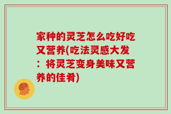 家种的灵芝怎么吃好吃又营养(吃法灵感大发:将灵芝变身美味又营养的佳肴)
