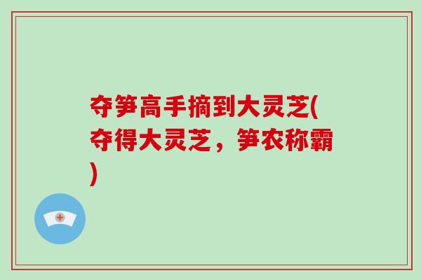 夺笋高手摘到大灵芝(夺得大灵芝,笋农称霸)