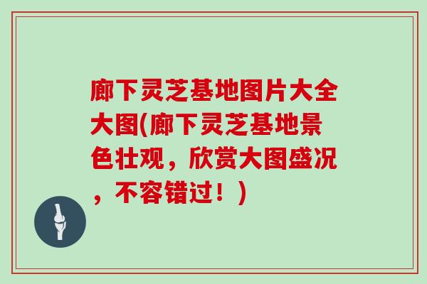 廊下灵芝基地图片大全大图(廊下灵芝基地景色壮观,欣赏大图盛况,不容错过!)