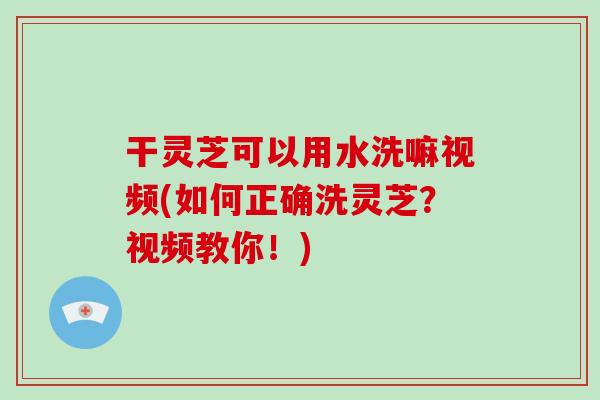 干灵芝可以用水洗嘛视频(如何正确洗灵芝?视频教你!)