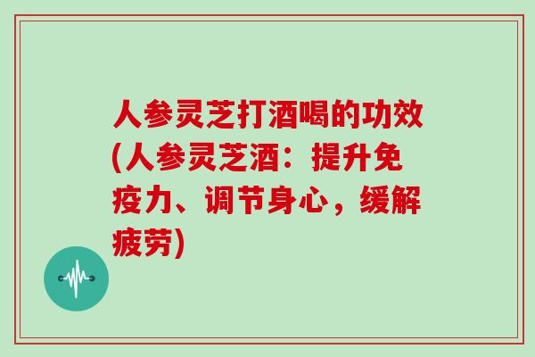人参灵芝打酒喝的功效(人参灵芝酒:提升免疫力、调节身心,缓解疲劳)