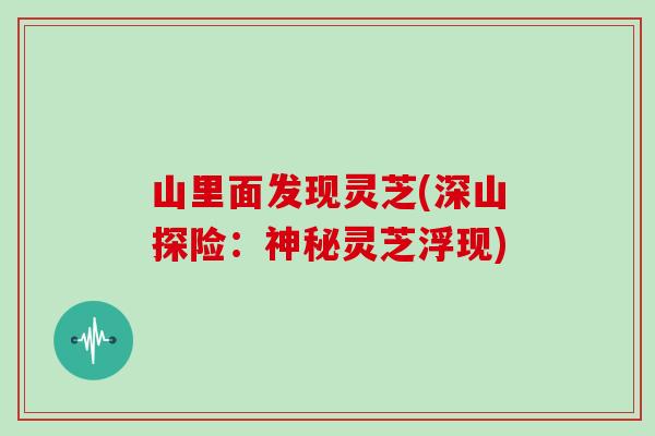 山里面发现灵芝(深山探险：神秘灵芝浮现)