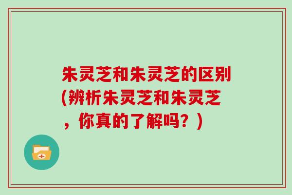 朱灵芝和朱灵芝的区别(辨析朱灵芝和朱灵芝,你真的了解吗?)