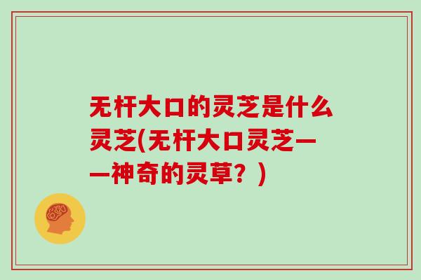 无杆大口的灵芝是什么灵芝(无杆大口灵芝——神奇的灵草？)