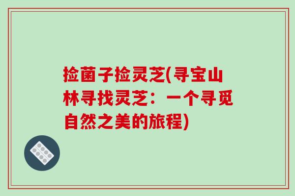 捡菌子捡灵芝(寻宝山林寻找灵芝:一个寻觅自然之美的旅程)