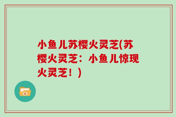 小鱼儿苏樱火灵芝(苏樱火灵芝：小鱼儿惊现火灵芝！)