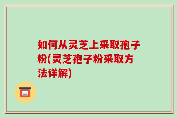 如何从灵芝上采取孢子粉(灵芝孢子粉采取方法详解)