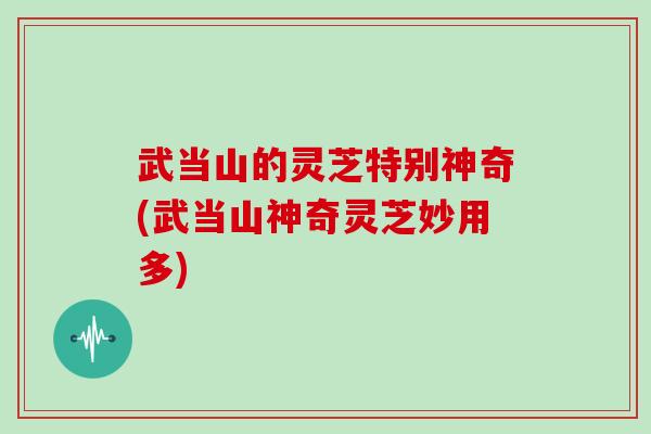 武当山的灵芝特别神奇(武当山神奇灵芝妙用多)