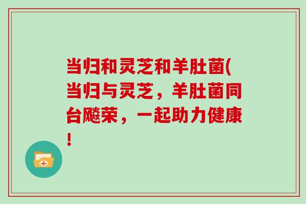 当归和灵芝和羊肚菌(当归与灵芝，羊肚菌同台飚荣，一起助力健康！