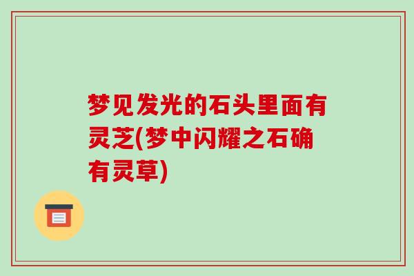 梦见发光的石头里面有灵芝(梦中闪耀之石确有灵草)
