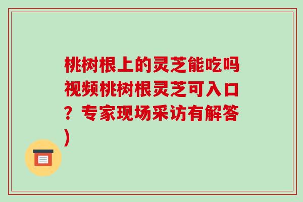 桃树根上的灵芝能吃吗视频桃树根灵芝可入口?专家现场采访有解答)