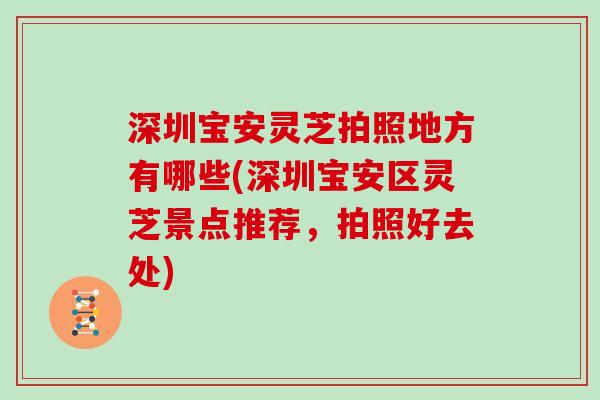 深圳宝安灵芝拍照地方有哪些(深圳宝安区灵芝景点推荐,拍照好去处)
