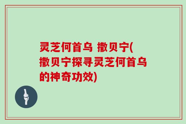 灵芝何首乌 撒贝宁(撒贝宁探寻灵芝何首乌的神奇功效)