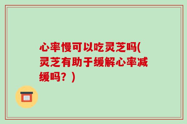 心率慢可以吃灵芝吗(灵芝有助于缓解心率减缓吗?)