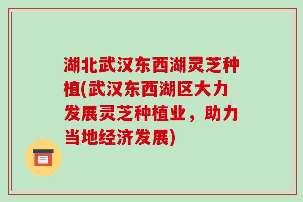 湖北武汉东西湖灵芝种植(武汉东西湖区大力发展灵芝种植业,助力当地经济发展)