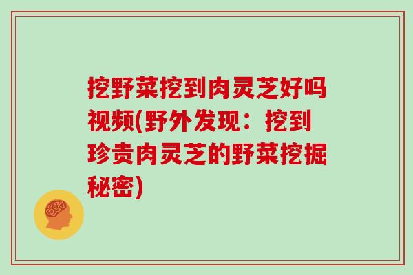 挖野菜挖到肉灵芝好吗视频(野外发现:挖到珍贵肉灵芝的野菜挖掘秘密)