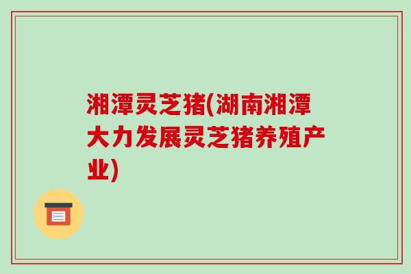 湘潭灵芝猪(湖南湘潭大力发展灵芝猪养殖产业)