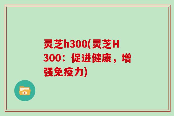 灵芝h300(灵芝H300:促进健康,增强免疫力)