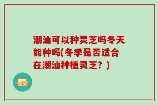 潮汕可以种灵芝吗冬天能种吗(冬季是否适合在潮汕种植灵芝？)