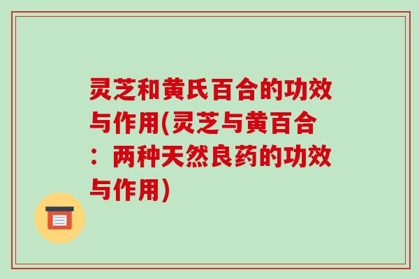 灵芝和黄氏百合的功效与作用(灵芝与黄百合：两种天然良药的功效与作用)