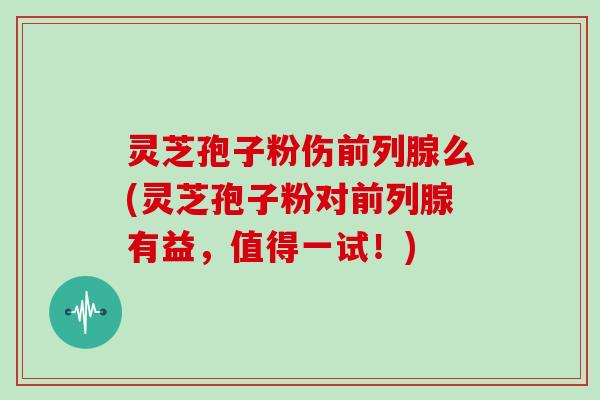 灵芝孢子粉伤前列腺么(灵芝孢子粉对前列腺有益,值得一试!)