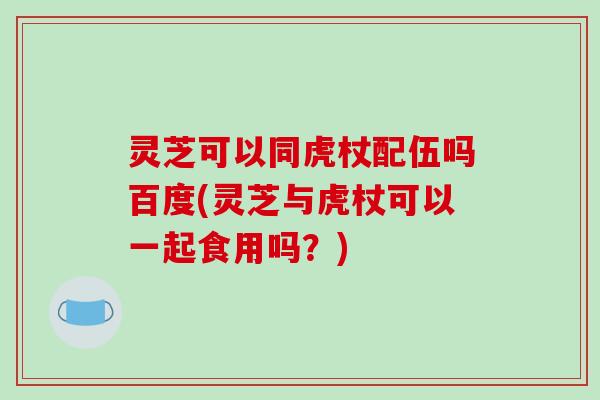 灵芝可以同虎杖配伍吗百度(灵芝与虎杖可以一起食用吗?)
