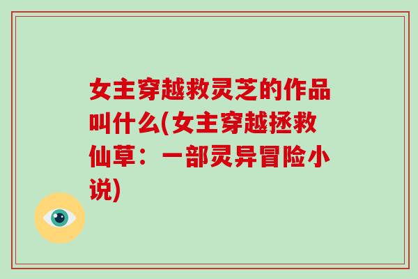 女主穿越救灵芝的作品叫什么(女主穿越拯救仙草：一部灵异冒险小说)