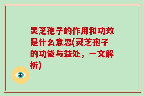 灵芝孢子的作用和功效是什么意思(灵芝孢子的功能与益处,一文解析)