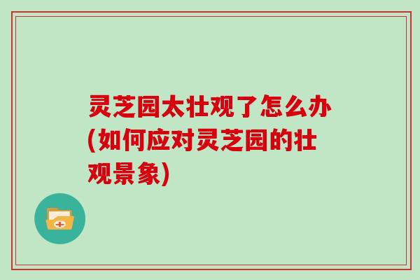 灵芝园太壮观了怎么办(如何应对灵芝园的壮观景象)