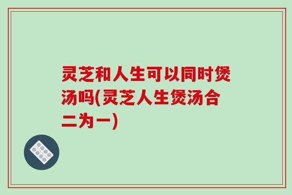 灵芝和人生可以同时煲汤吗(灵芝人生煲汤合二为一)