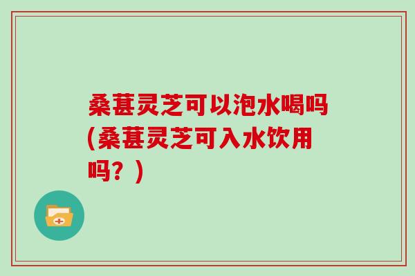 桑葚灵芝可以泡水喝吗(桑葚灵芝可入水饮用吗?)