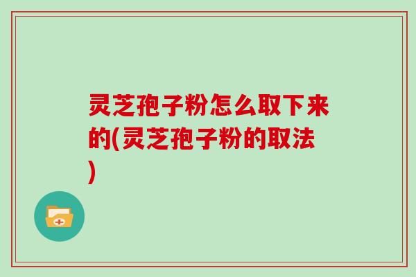 灵芝孢子粉怎么取下来的(灵芝孢子粉的取法)