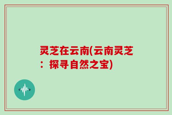 灵芝在云南(云南灵芝：探寻自然之宝)