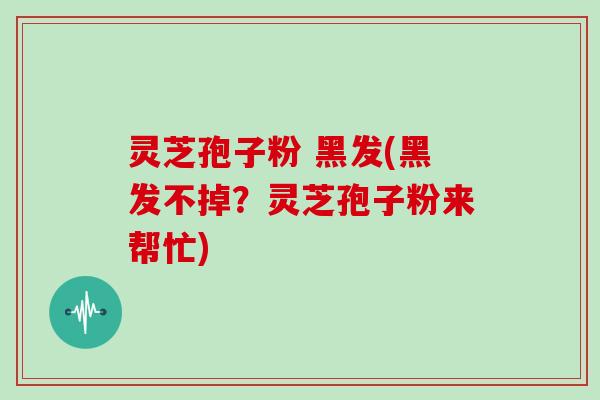 灵芝孢子粉 黑发(黑发不掉?灵芝孢子粉来帮忙)