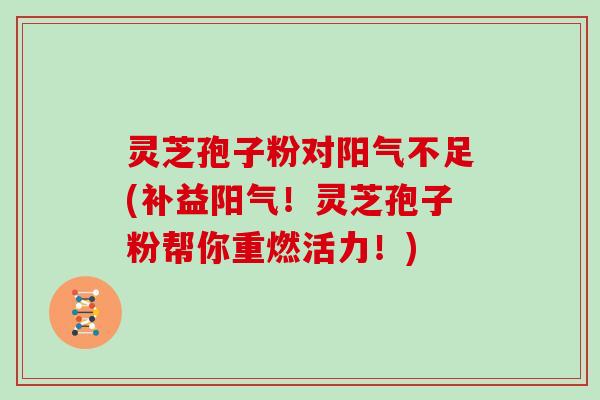 灵芝孢子粉对阳气不足(补益阳气!灵芝孢子粉帮你重燃活力!)