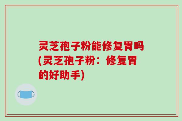 灵芝孢子粉能修复胃吗(灵芝孢子粉:修复胃的好助手)